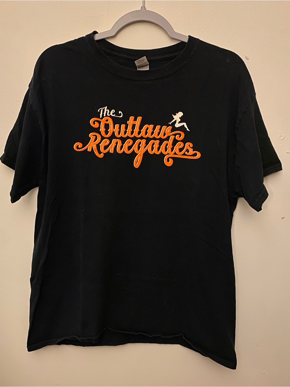 Gildan Kids Black Tee with Orange 'The Outlaw Renegades' Logo
